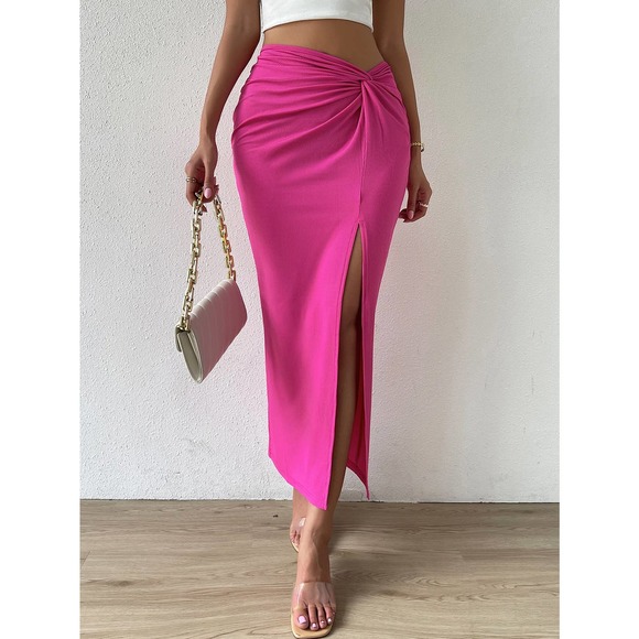 Twist Front Split Thigh maxi Skirt black - Picture 4 of 5